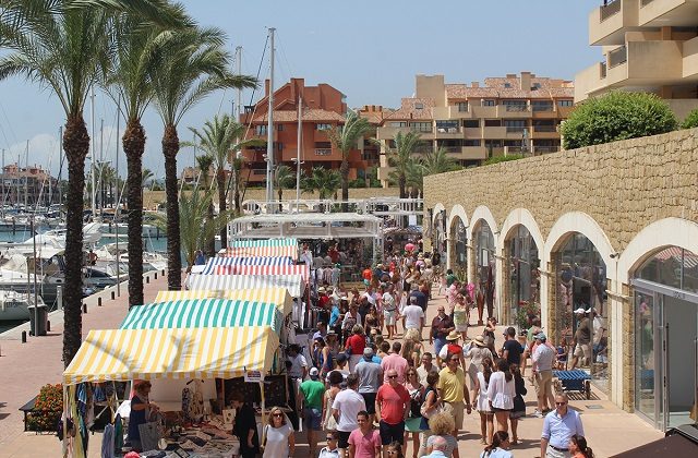 Sunday market stalls Sotogrande Marina